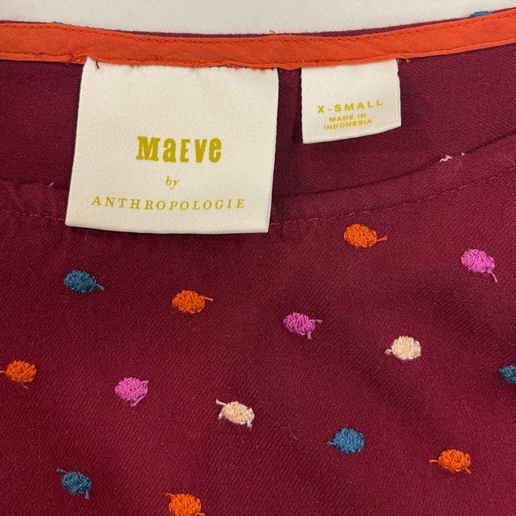 Maeve by Anthropologie Dottie Embroidered Top Red Size L NWOT - Picture 5 of 9